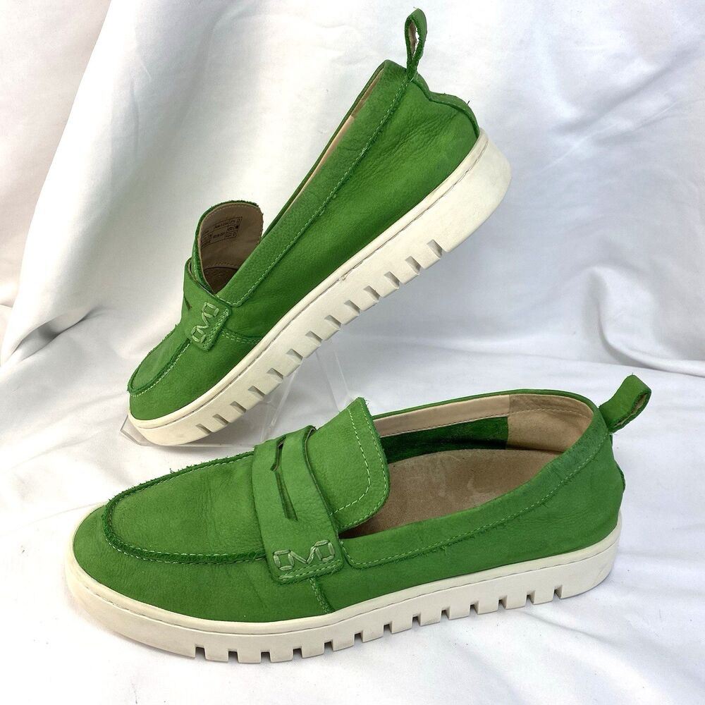 Vionic Uptown Green Leather Penny Loafers Platform Women's Size 9.5